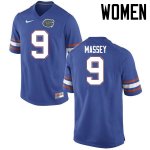 Women's Florida Gators #9 Dre Massey NCAA Nike Blue Authentic Stitched College Football Jersey EIQ4262WQ